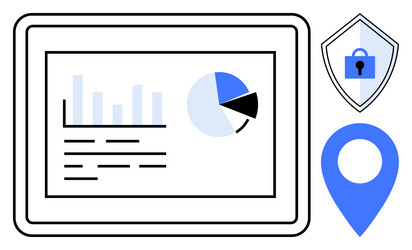 data analysis on tablet with security shield vector image