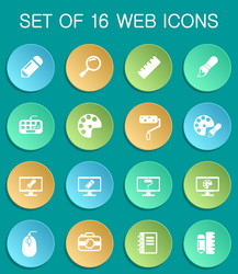 design web icons on colorful round vector image