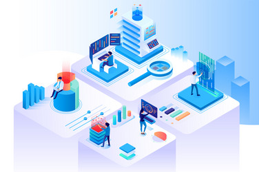 Isometric Data Center Network vector image