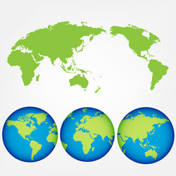 World map with all countries set of earth globes Vector Image