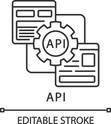 API Linear Icon - Application Interface vector image