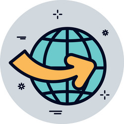 isolated global sphere and arrow fill block style vector image