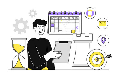 Man Scheduling Task vector image