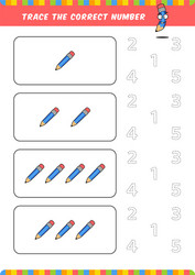 preschool counting learn worksheet tracing vector image