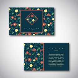 Set of business cards with floral pattern vector