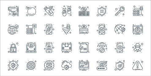 Web security line icons linear set quality vector