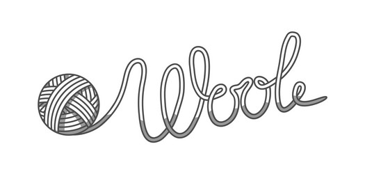 Wool emblem with with skein yarn label Royalty Free Vector