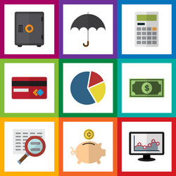 flat icon gain set of calculate payment chart vector image