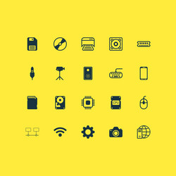 hardware icons set collection of cd-rom cpu vector image