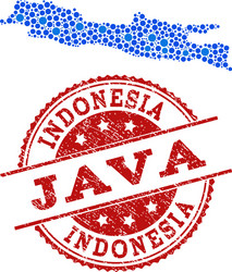 Mosaic map of java island with connected dots vector