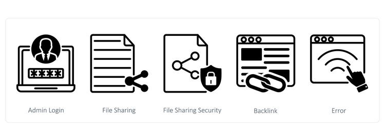 a set of 5 web design icons as admin login file vector image