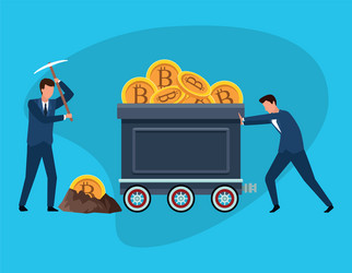 digital mining bitcoin vector image