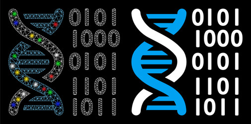 glossy mesh carcass dna binary code icon vector