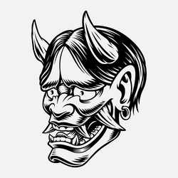 Japanese Oni Demon Head Vector Image