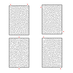 a set rectangular mazes game for kids puzzle vector