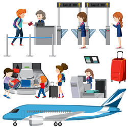 Airport element and people set vector