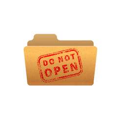 Bright yellow folder with red do not open secret vector