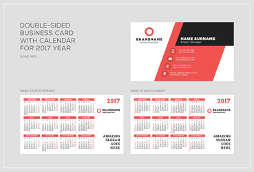 Double Sided Business Card with Calendar Vector Images (44)