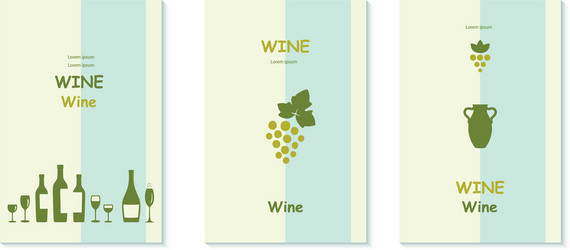 grape vines and winery objects banners set vector