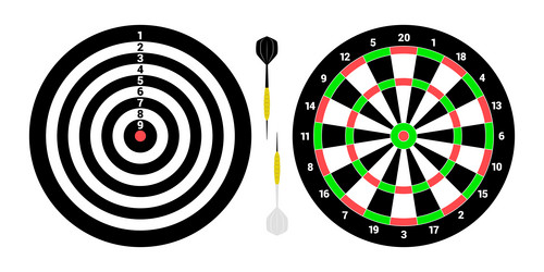 Two classical dartboards for playing darts vector