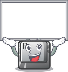 Up board r button installed on cartoon keyboard vector