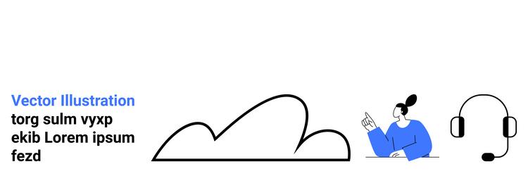 cloud technology with user pointing and headset vector image