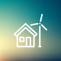 house and windmill thin line icon vector