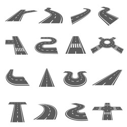 roads elements set route map constructor vector image