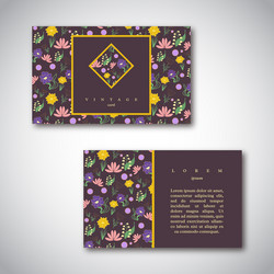 set of business cards with floral pattern vector