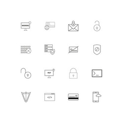 cyber security simple linear icons set outlined vector image