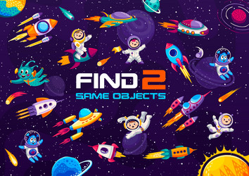 find two same space objects cartoon astronaut vector image