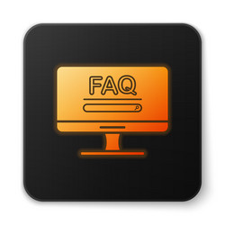 orange glowing neon computer monitor with text faq vector image