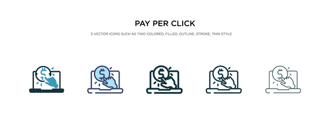 Pay per click icon in different style two vector