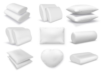 Realistic white cotton orthopedic pillows square vector