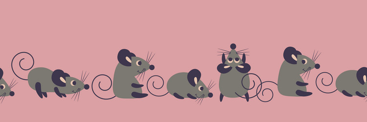 seamless horizontal border with cute cartoon mice Vector Image