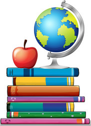Stack of Books with Globe vector image