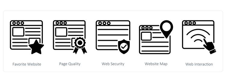 a set of 5 web design icons as favorite website vector image