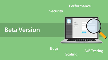 beta version software concept with laptop vector image