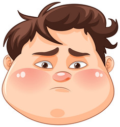 face of fat boy cartoon vector