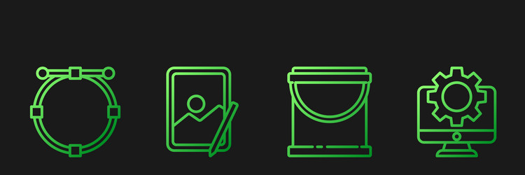 set line paint bucket circle with bezier curve vector image