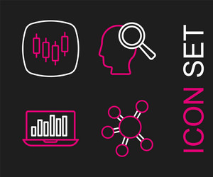 set line project team base laptop with graph vector image