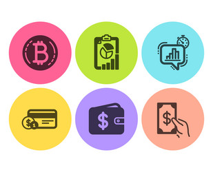 statistics timer dollar wallet and payment method vector image