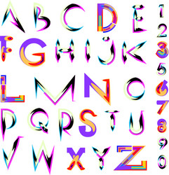 abstract colorful font and alphabet vector image