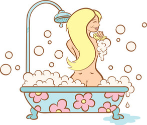 Girl and bubble bath vector