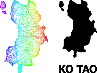 hatched map ko tao with spectrum gradient vector image