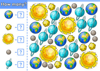 math counting game how many planets solar system vector image