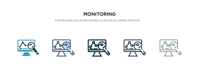 monitoring icon in different style two colored vector image