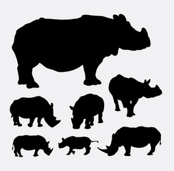Rhinoceros Silhouettes - Animal Collection Vector Image