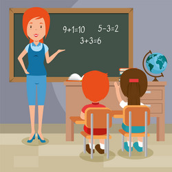 Back to school teacher teaching her students vector