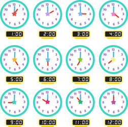 clock that show every hour vector